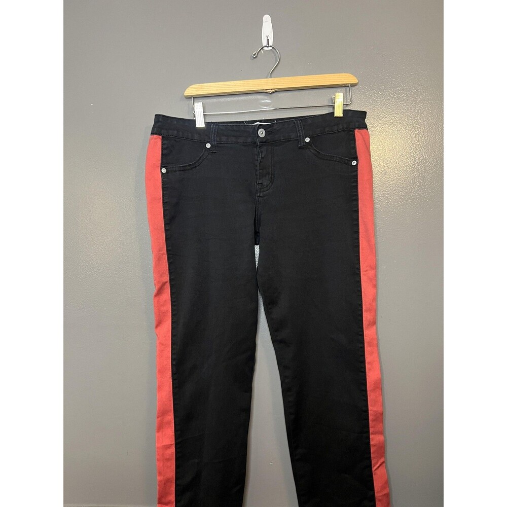 Puzzle Jeans Womens 13 Black Red Racing Stripe Stretch Skinny Jeans 5-Pocket